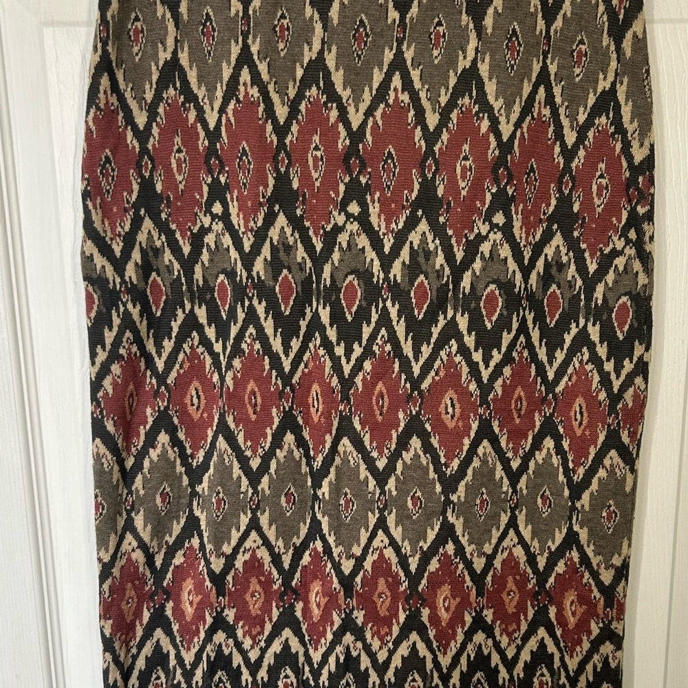 Peruvian Connection Pima Cotton Knit Skirt geometric ikat pattern Size Small - Picture 2 of 13